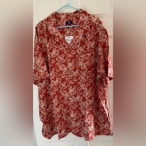Brick colored Floral Button-Up Shirt w pocket

MEN